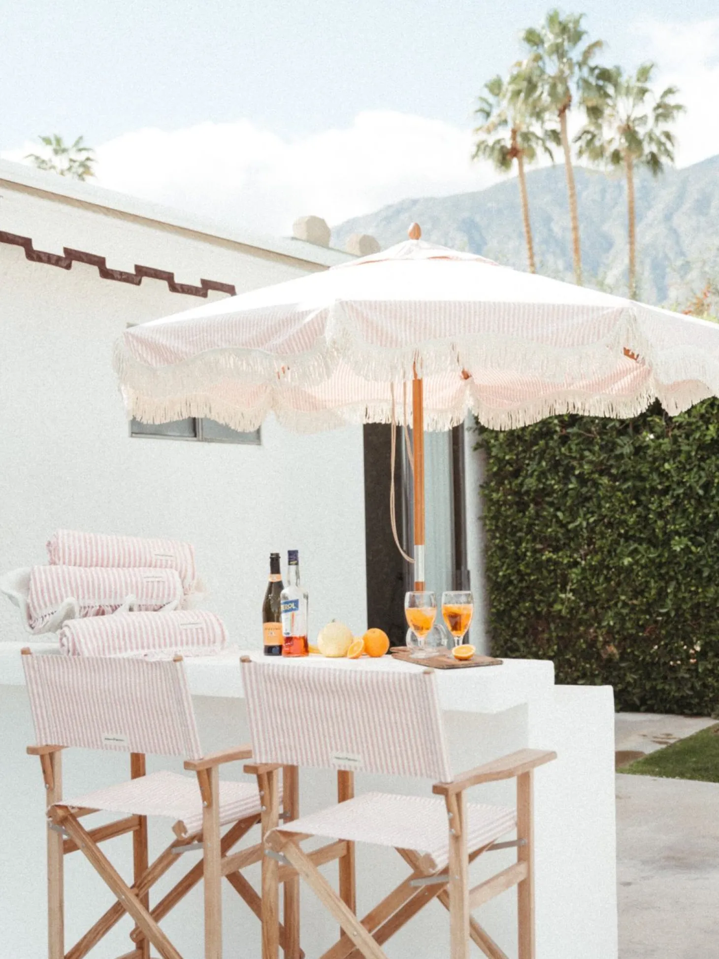 The Market Umbrella - Lauren'S Pink Stripe