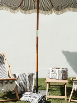 The Market Umbrella - Lauren'S Navy Stripe