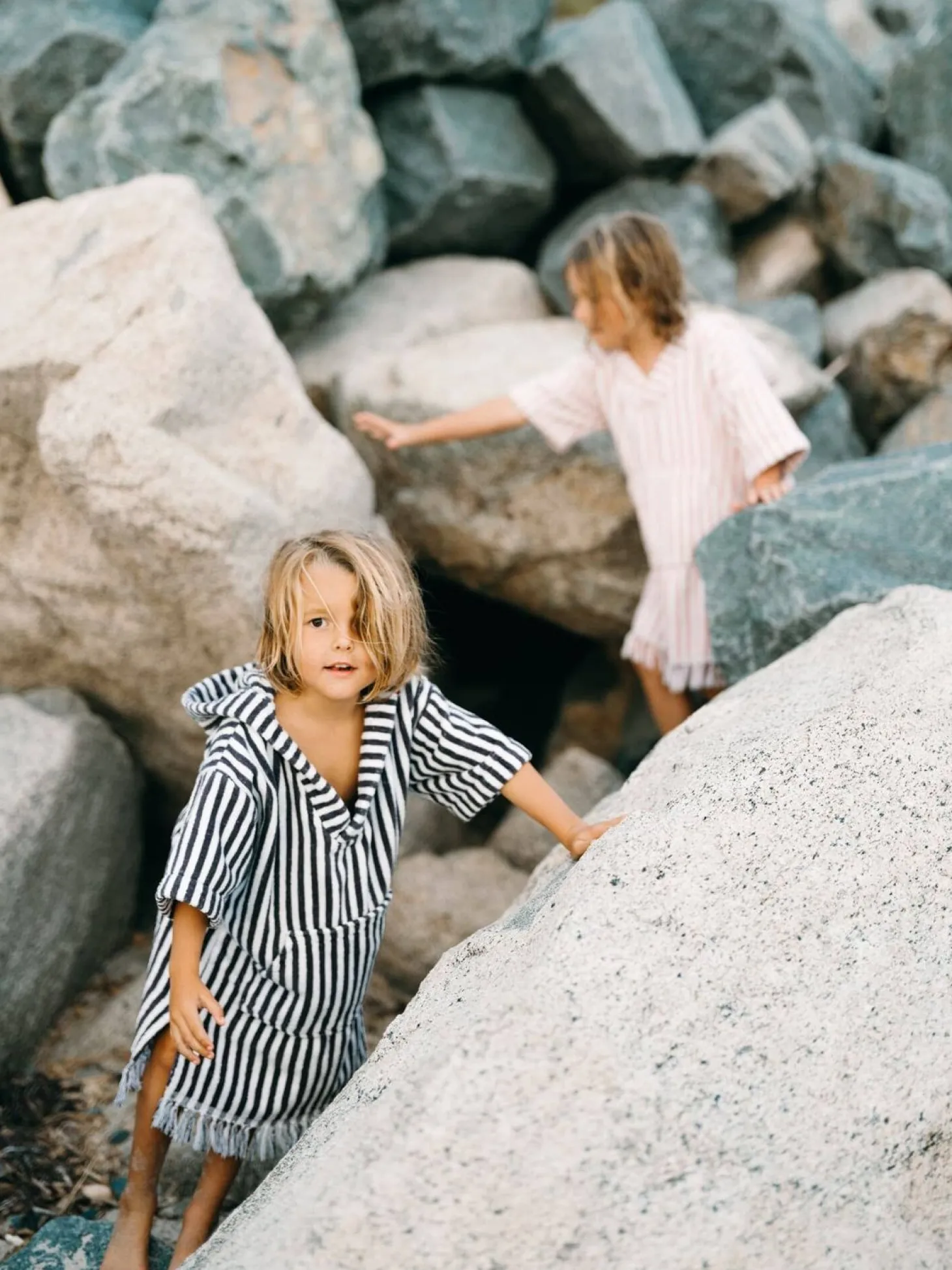 The Mini Poncho - Lauren'S Navy Stripe