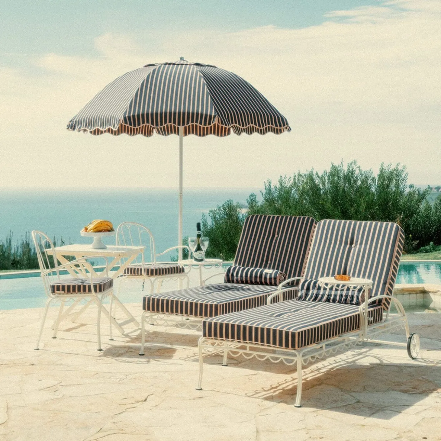 The Patio Umbrella - Monaco Navy And Pink Stripe