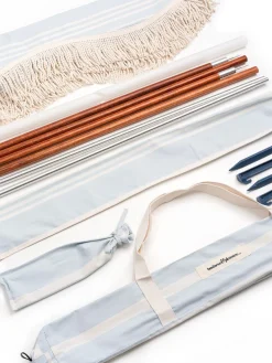 The Premium Beach Tent - Vintage Blue Stripe