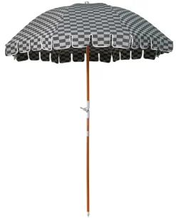 The Premium Beach Umbrella - Vintage Green Check