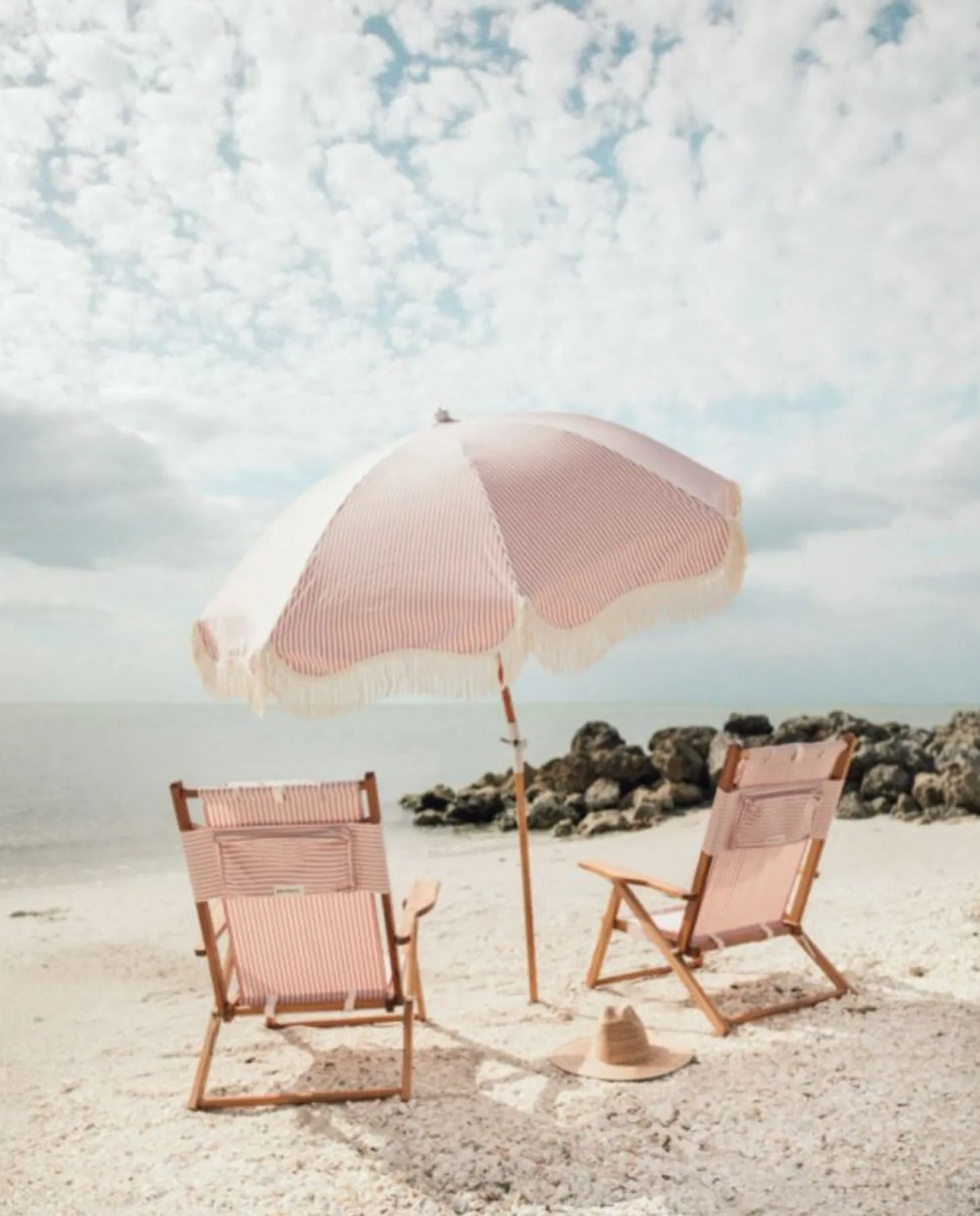 The Premium Beach Umbrella - Lauren'S Pink Stripe