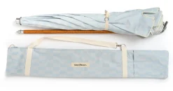 The Premium Beach Umbrella - Vintage Blue Check