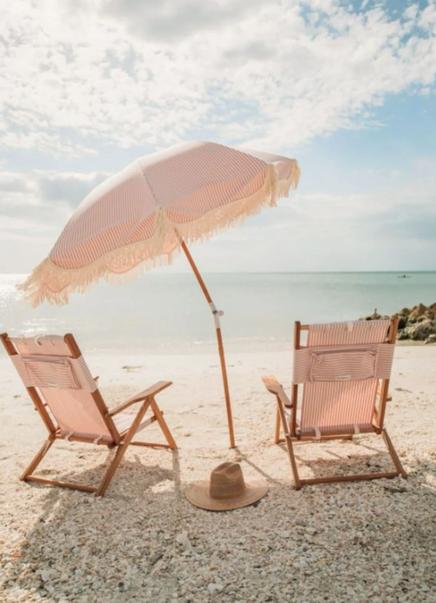 The Premium Beach Umbrella - Lauren'S Pink Stripe