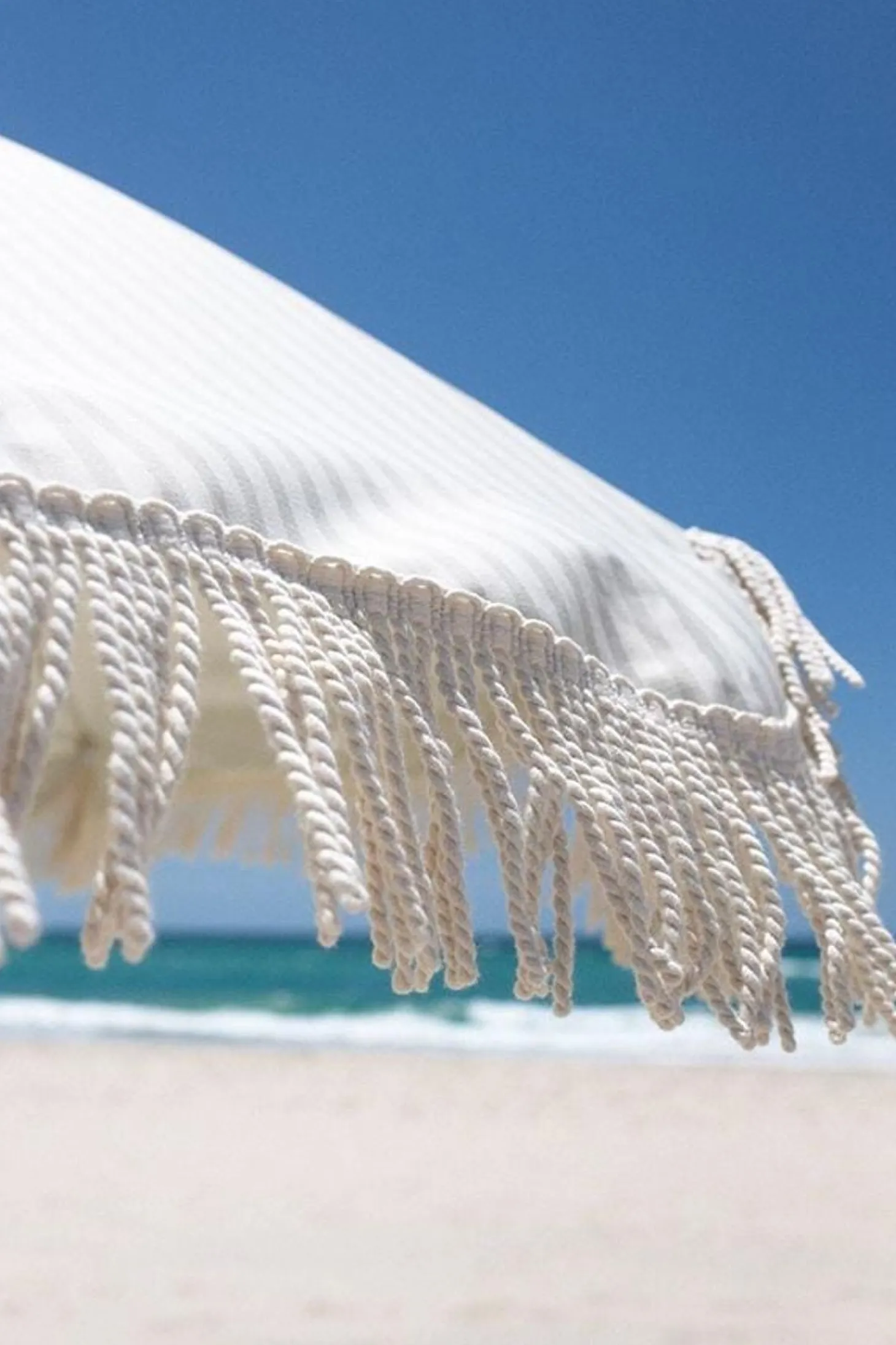 The Premium Beach Umbrella - Lauren'S Sage Stripe