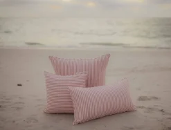 The Small Square Throw Pillow - Lauren'S Pink Stripe