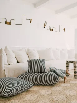 The Small Square Throw Pillow - Lauren'S Navy Stripe