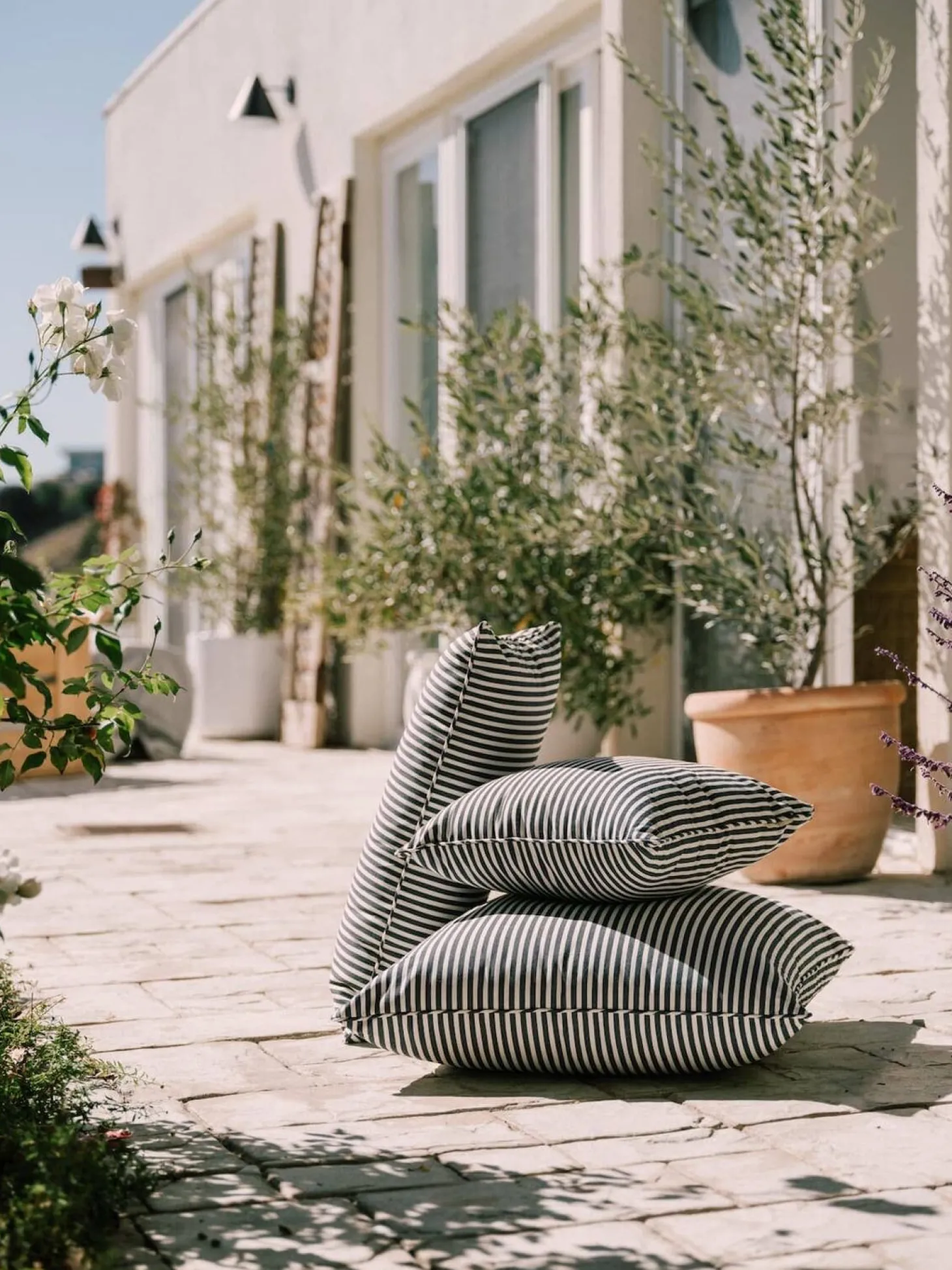 The Small Square Throw Pillow - Lauren'S Navy Stripe