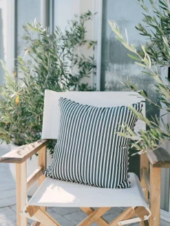 The Small Square Throw Pillow - Lauren'S Navy Stripe
