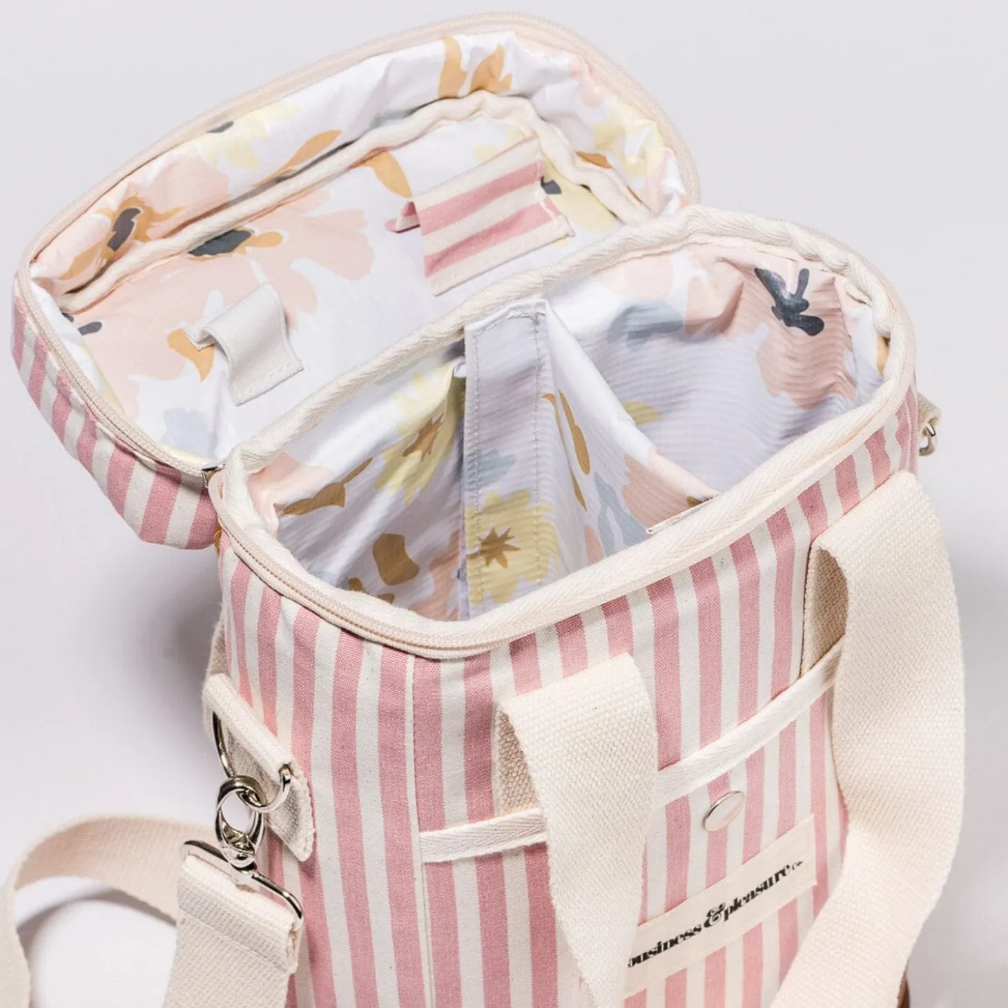 The Wine Cooler Tote Bag - Laurens Pink Stripe